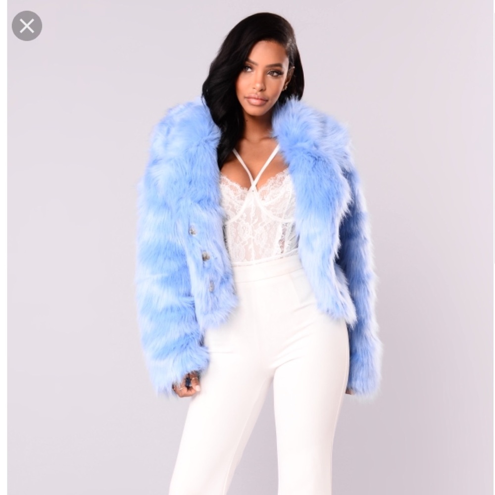 Baby blue fur jacket